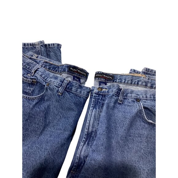 Real Ranch Two (2) Pairs Men's 52X30 Denim Blue Jeans Relaxed  Pre-Owned 2 Pair - Picture 4 of 4